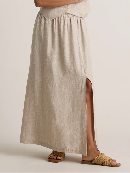 Quince Dresses & Skirts - Quince Natural Beige Linen Maxi Skirt with Side Slit